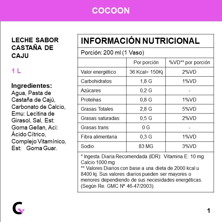 LECHE sabor CASTAÑAS de cajú x1l