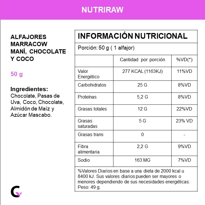 Caja x 8 alfajor &quot;marrawco&quot; (maní, chocolate y coco)