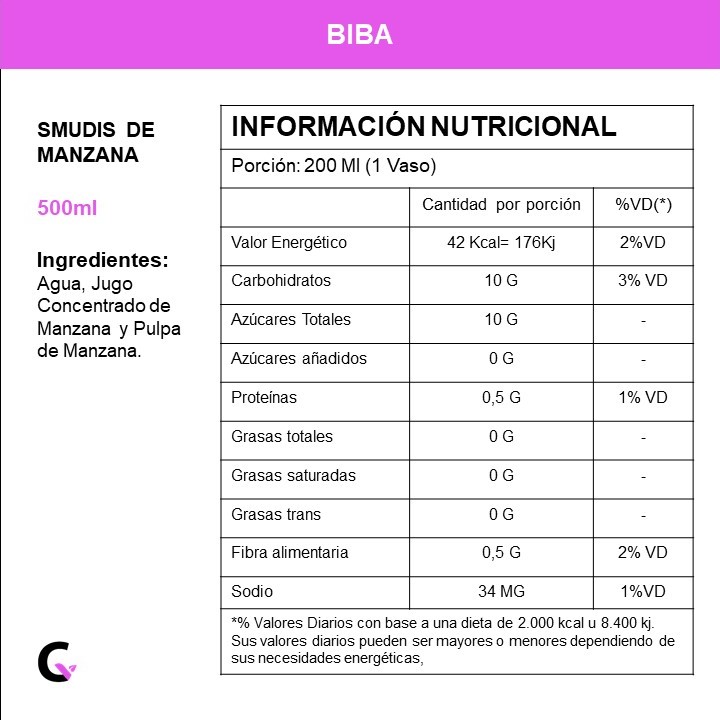 SMUDIS de MANZANA x500ml - Biba