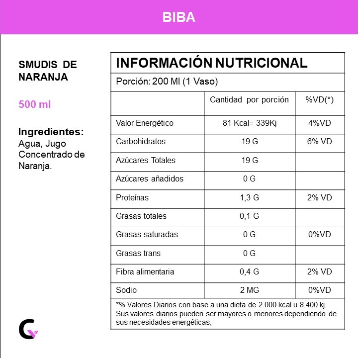 SMUDIS de NARANJA x500ml - Biba