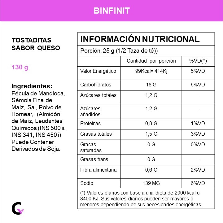 TOSTADITAS sabor QUESO x130g - Binfinit