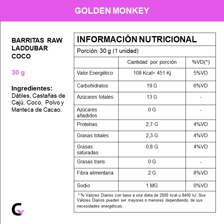 Barritas RAW COCO x12 unid - LadduBar