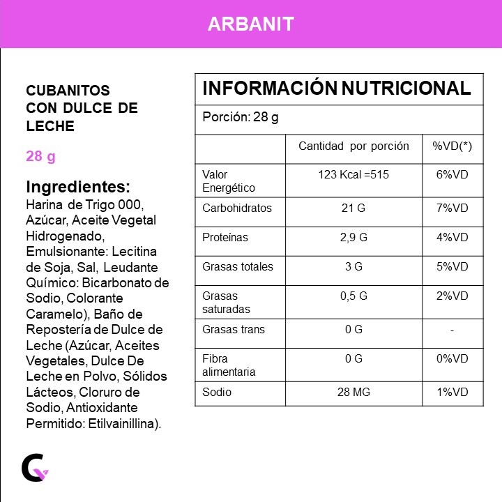 CUBANITOS con DULCE de LECHE x12 unid - Arbanit