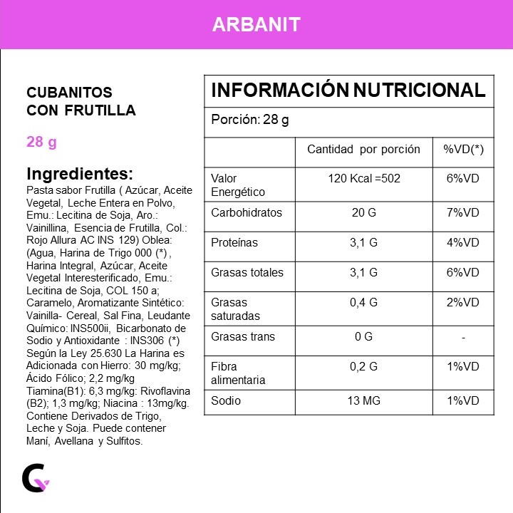 CUBANITOS con FRUTILLA x12 unid - Arbanit