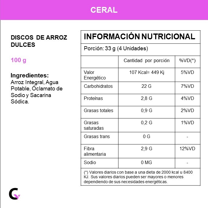 DISCOS de ARROZ DULCES x100g - Ceral