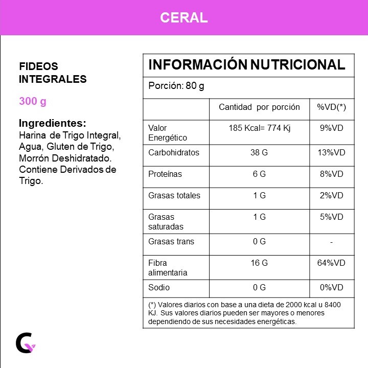 FIDEOS INTEGRALES x300g - Ceral