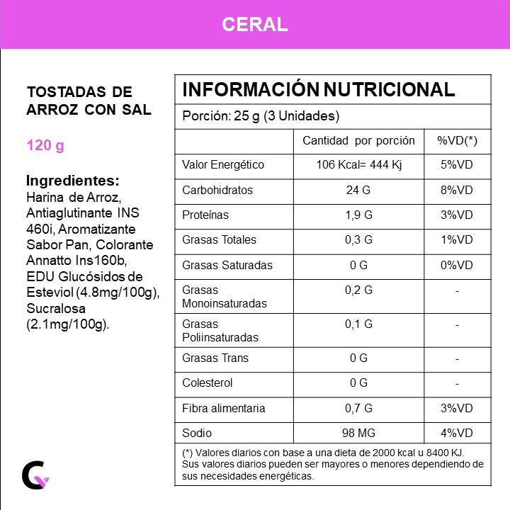 TOSTADAS de ARROZ c/SAL x120g - Ceral