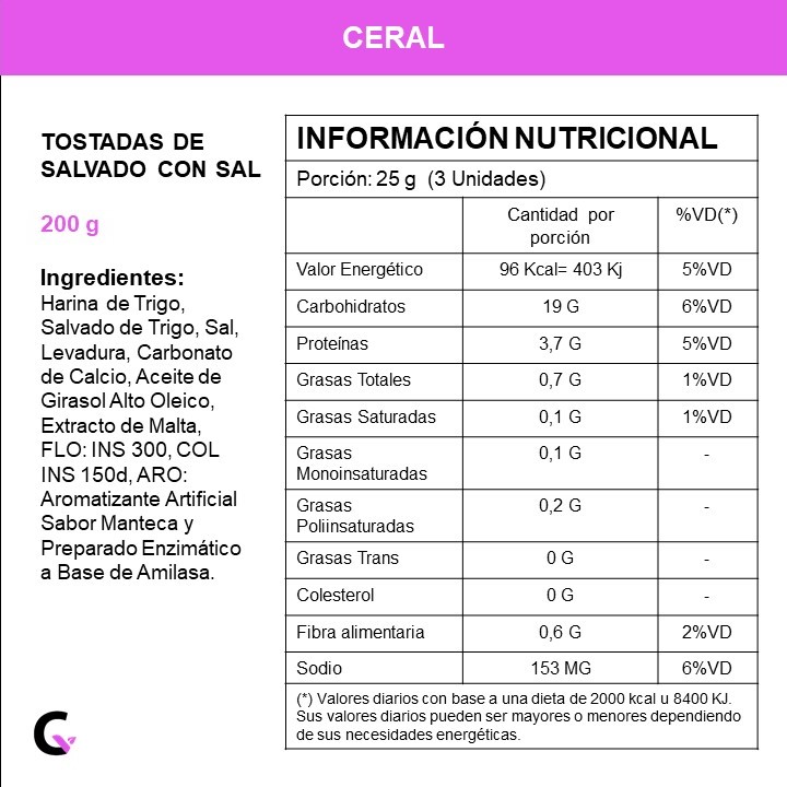 TOSTADAS de SALVADO x200g - Ceral