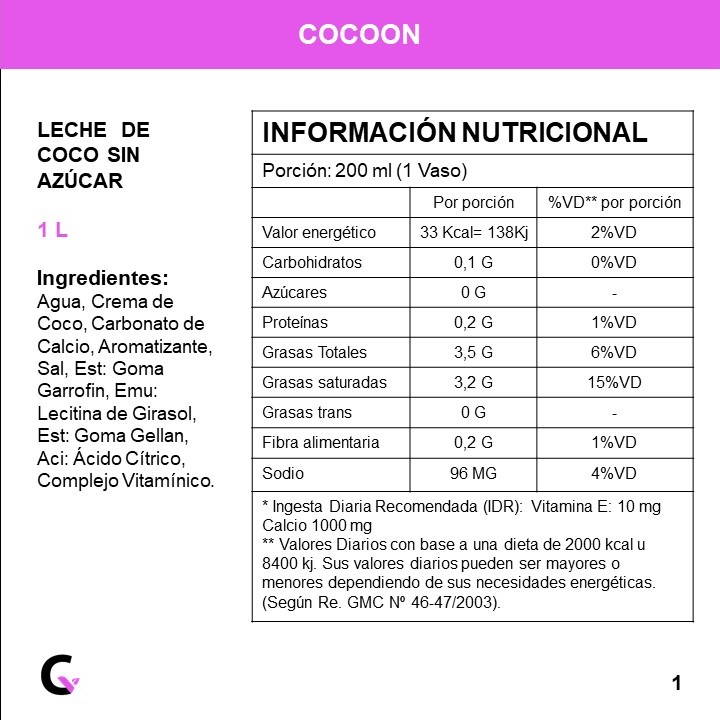 BEBIDA de COCO x1l - Cocoon