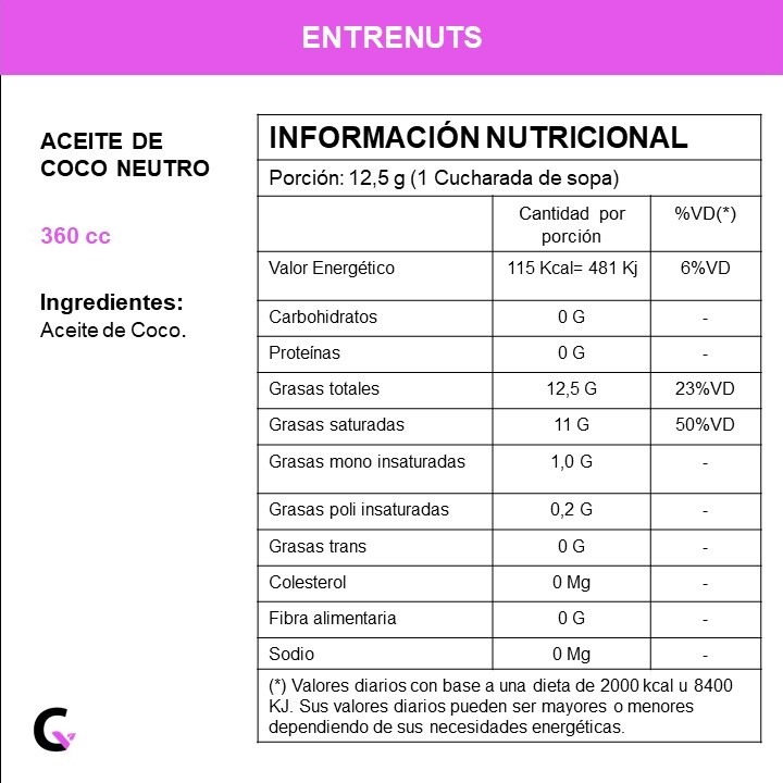 Aceite de coco NEUTRO x360cc - Entrenuts