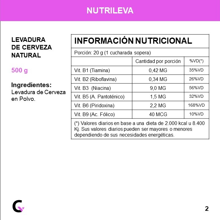 Levadura de cerveza natural x500g - Nutrileva