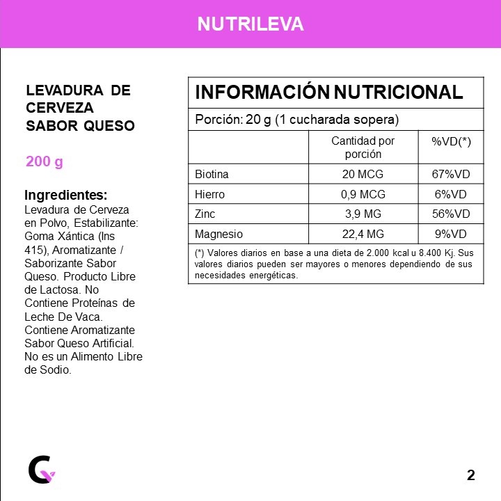 Levadura de cerveza sabor QUESO x200g - Nutrileva