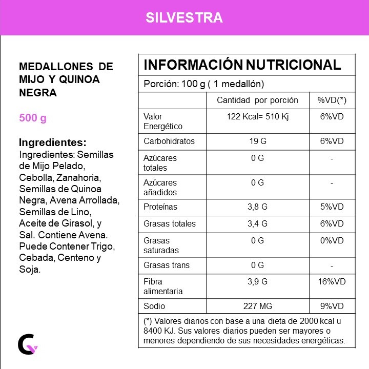 Medallones de mijo y quinoa negra x4 unidades - Silvestra