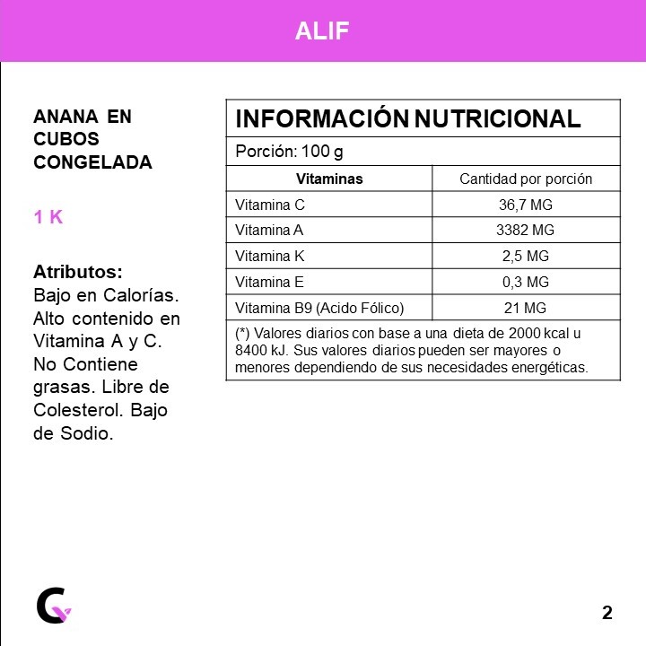 ANANA en CUBOS congelada x1kg - Alif