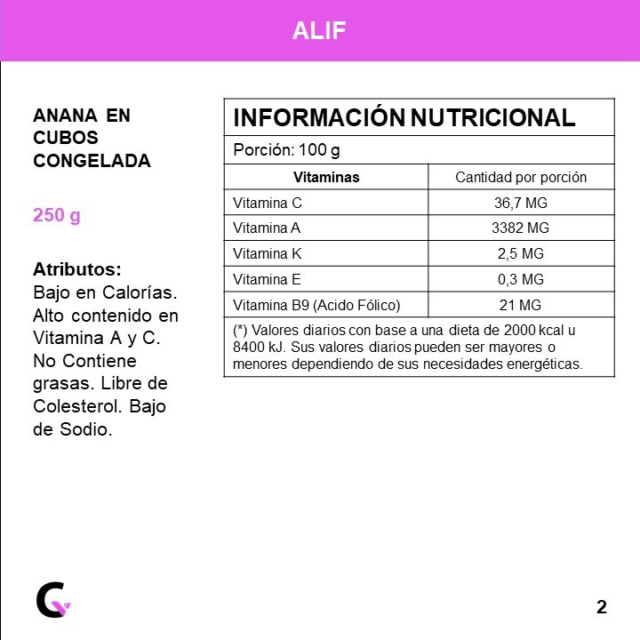 ANANA en CUBOS congelada x250g - Alif