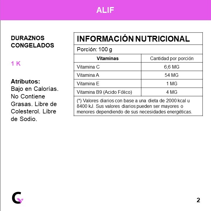 DURAZNO congelado  x1kg - Alif