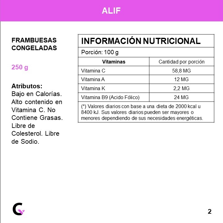 FRAMBUESAS congeladas x250g - Alif