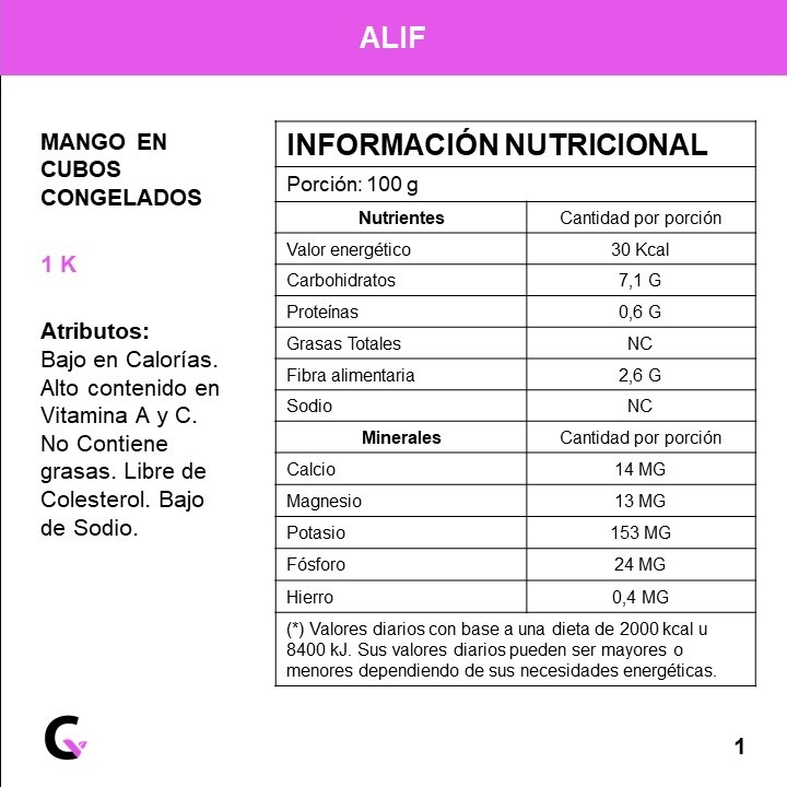 MANGO en CUBOS congelado x1kg - Alif