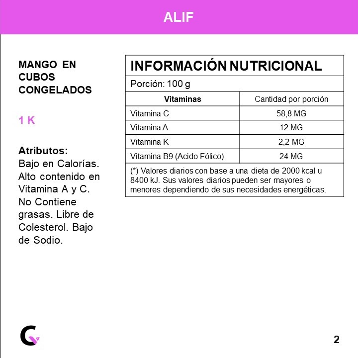 MANGO en CUBOS congelado x1kg - Alif