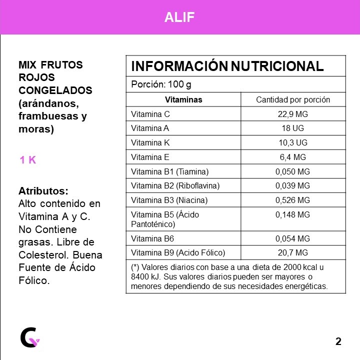 MIX FRUTOS ROJOS (arandanos, frambuesas, moras) x1kg - Alif