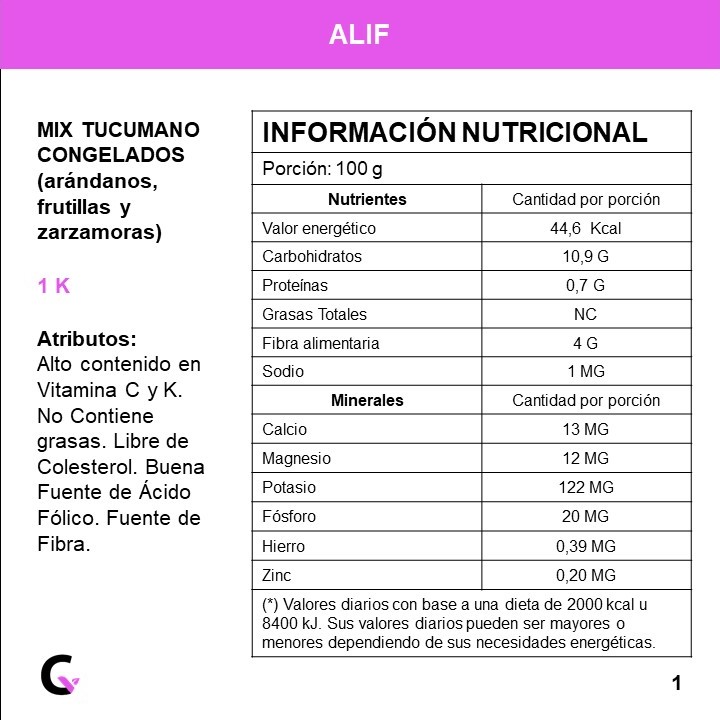 MIX TUCUMANO (arandanos, frutillas y zarzamoras) x1kg - Alif