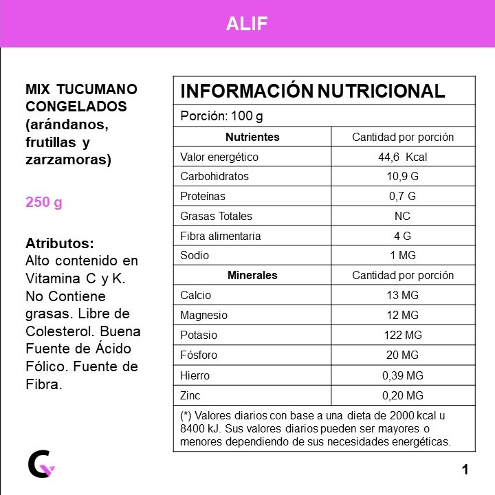 MIX TUCUMANO (arandanos, frutillas y zarzamoras) x250g - Alif