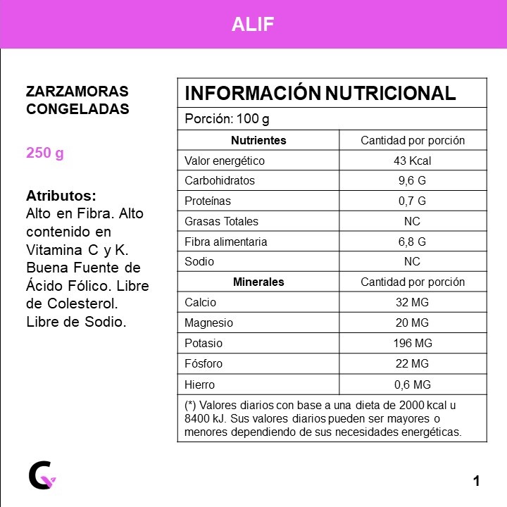 ZARZAMORA congeladas x250g - Alif