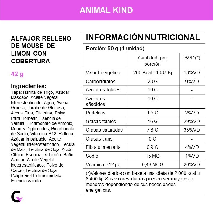 Caja x18 alfajores rellenos de LIMON c/cobertura de chocolate - Animal Kind