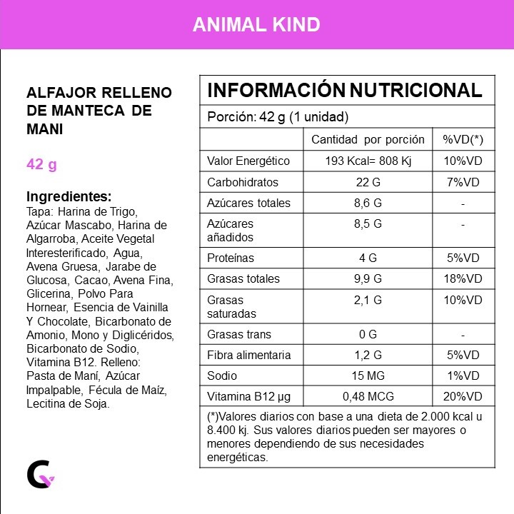 Caja x18 alfajores rellenos de MANI - Animal Kind