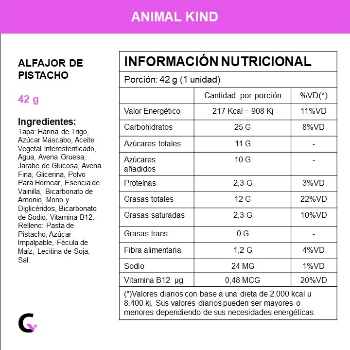 Caja x18 alfajores rellenos de PISTACHO - Animal Kind