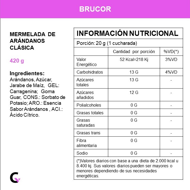 Mermelada de ARANDANOS CLASICA x454g - Brucor