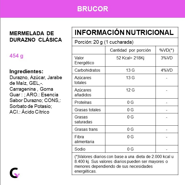 Mermelada de DURAZNO CLASICA x454g - Brucor