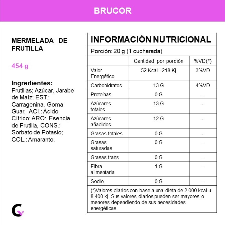 Mermelada de FRUTILLA CLASICA x454g - Brucor