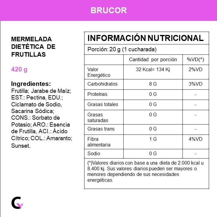 Mermelada de FRUTILLA DIETETICA x420g - Brucor