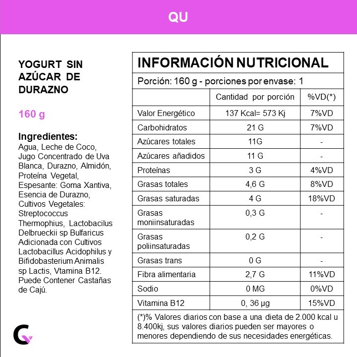 Yogurt s/azúcar sabor durazno 