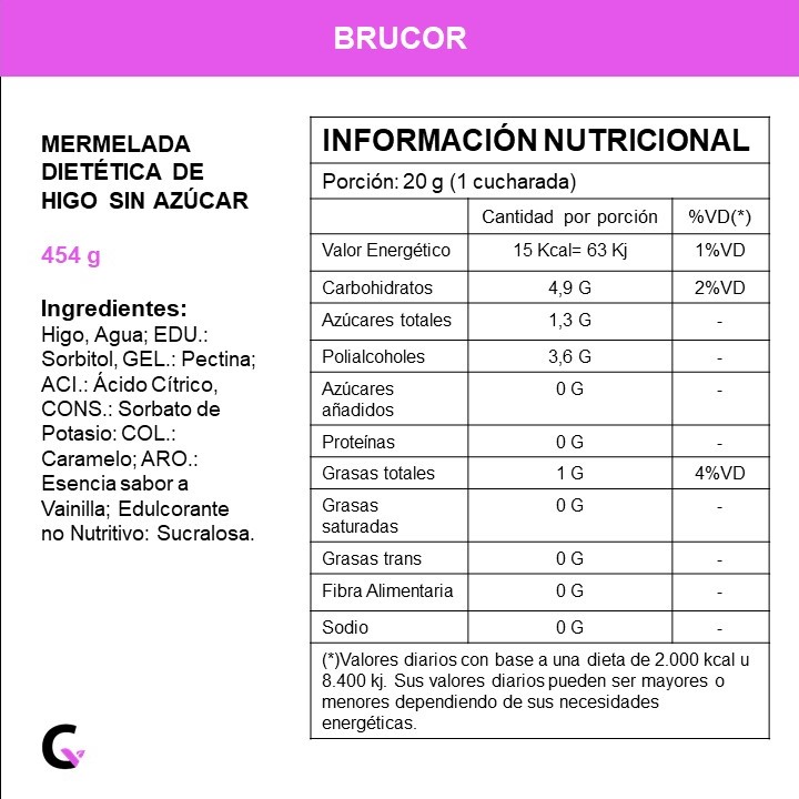 Mermelada de HIGO s/AZUCAR x454g - Brucor