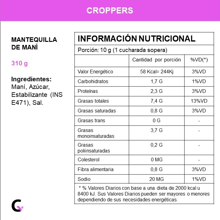 Mantequilla de mani x310g - Croppers