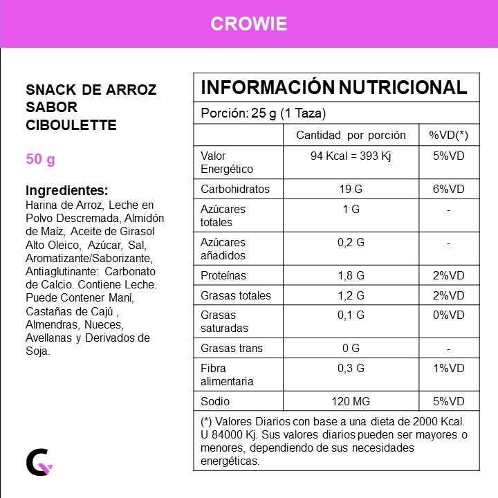 Snack de ARROZ sabor CIBOULETTE x50g - Crowie