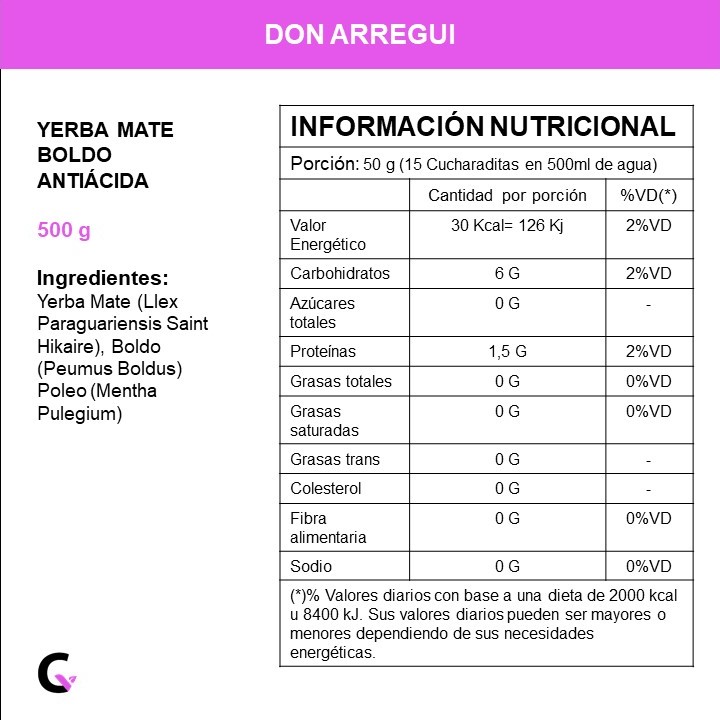 Yerba mate ANTIACIDA BOLDO x500g - Don Arregui