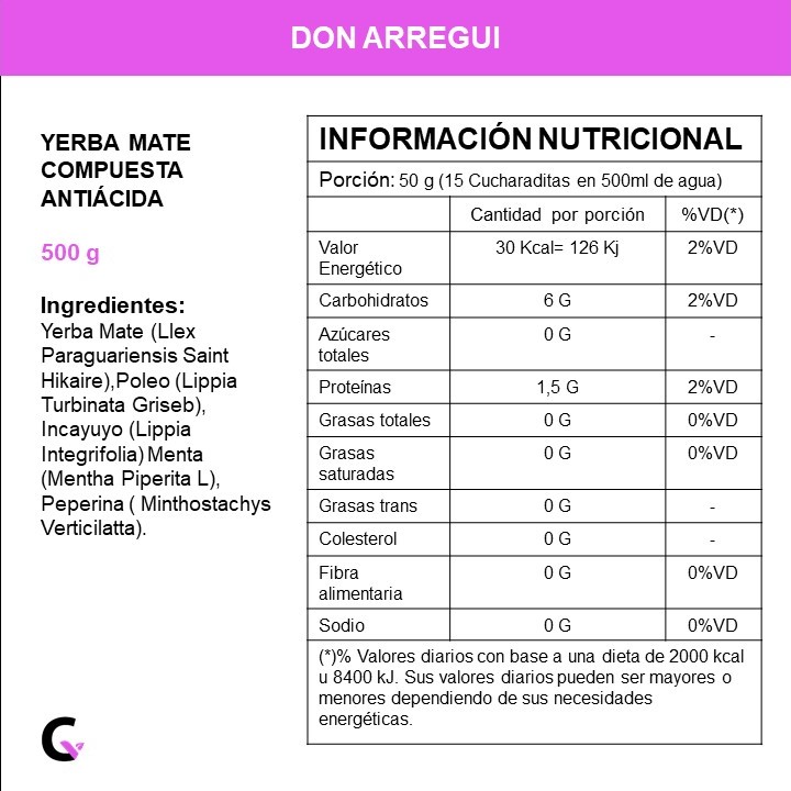 Yerba mate ANTIÁCIDA COMPUESTA x500g - Don Arregui