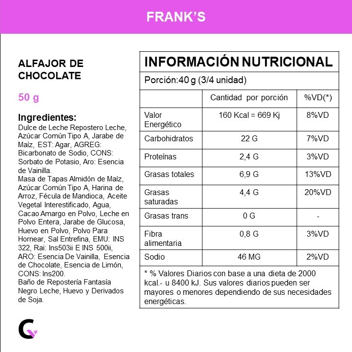 Caja x8 alfajores de CHOCOLATE - Frank's