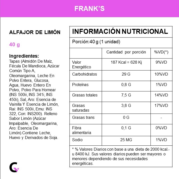 Caja x8 alfajores de LIMON - Frank's