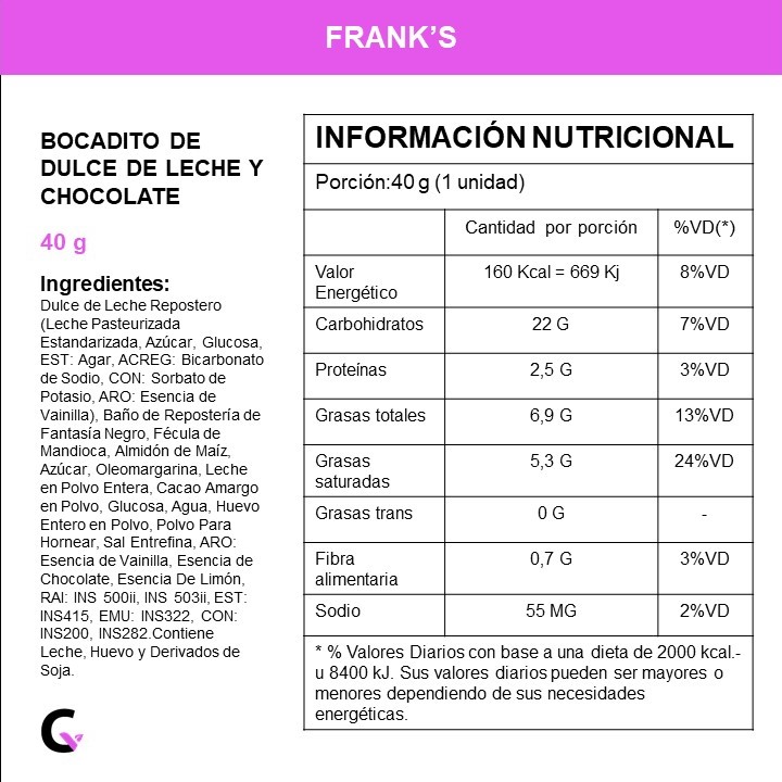 Caja x8 bocaditos de DDL y CHOCOLATE - Frank's