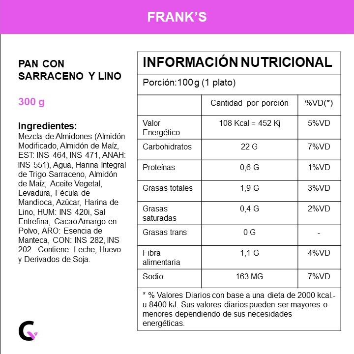 Pan con SARRACENO y LINO x300g - Frank's