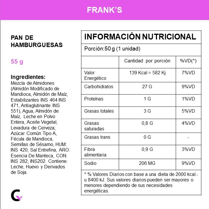 Pan de HAMBURGUESA x60g - Frank's