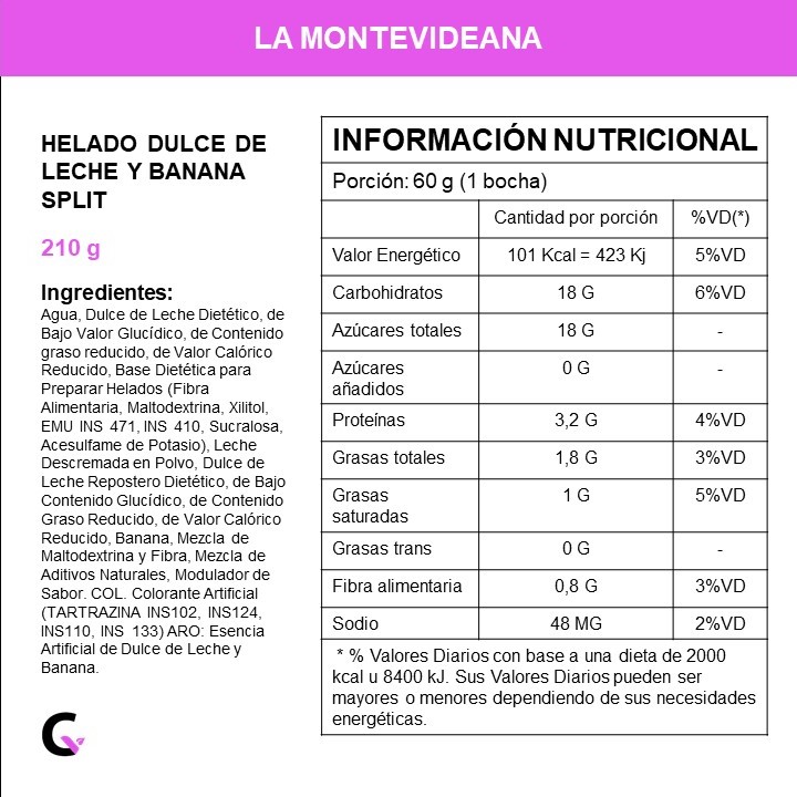 FitCream - Helado de DULCES DE LECHE y BANANA SPLIT - La Montevideana