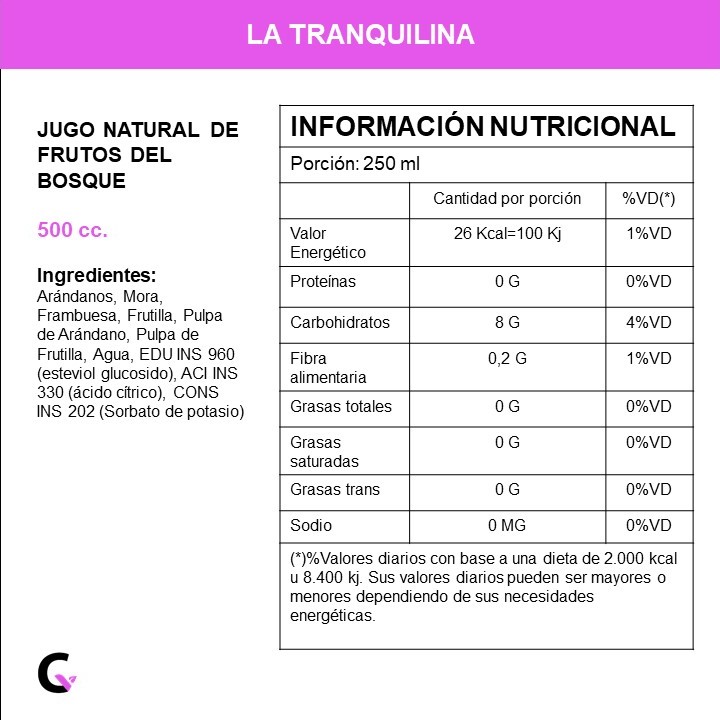 Jugo natural de FRUTOS DEL BOSQUE x500ml - La Tranquilina