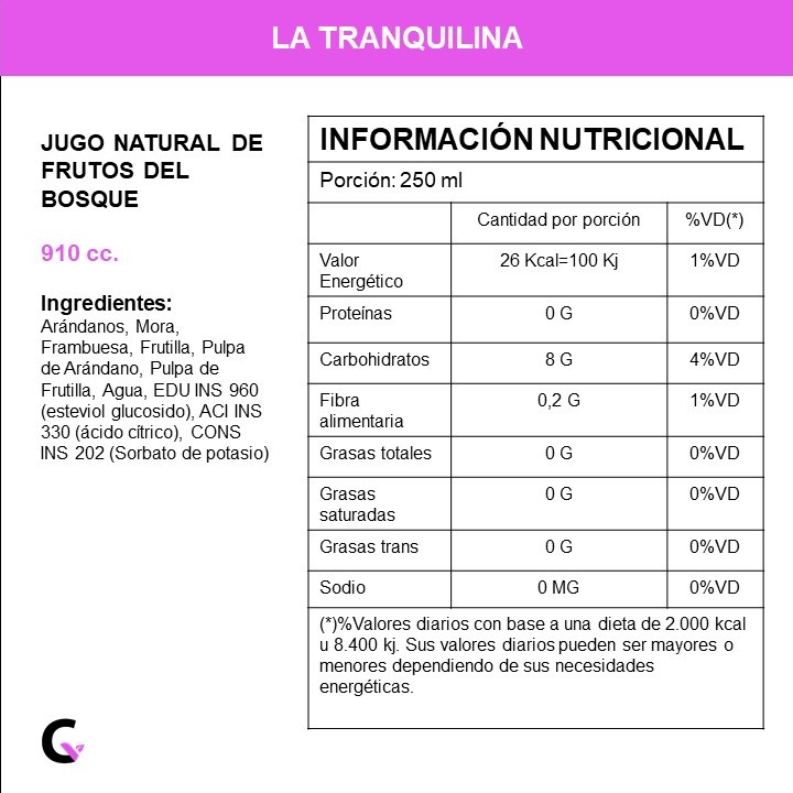 Jugo natural de FRUTOS DEL BOSQUE x910ml - La Tranquilina