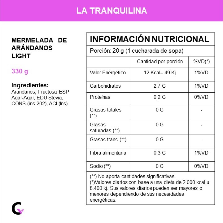 Mermelada de ARANDANOS LIGHT x330g - La Tranquilina