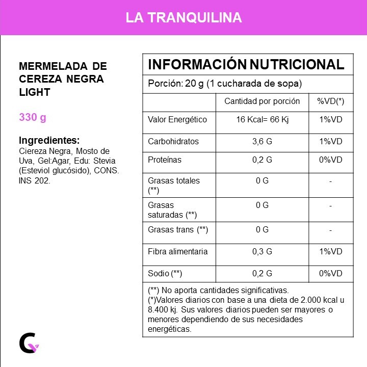 Mermelada de CEREZA NEGRA LIGHT x330g - La Tranquilina